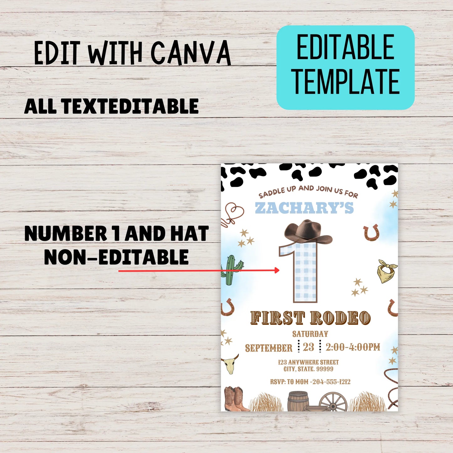 First round up birthday template