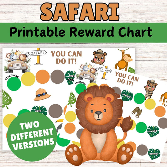 Safari Reward Chart - Printable Jungle Safari Kids Reward Charts - Instant Download 