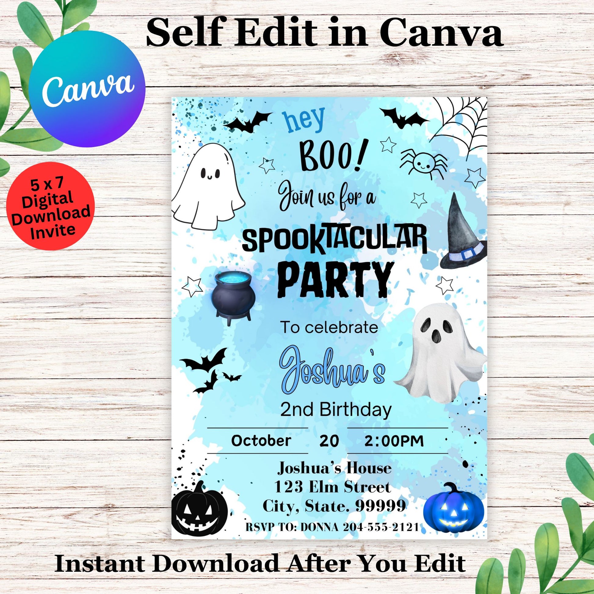 Spooky Halloween Birthday Invitation Template for Boy- Editable Boys Halloween Invitation 