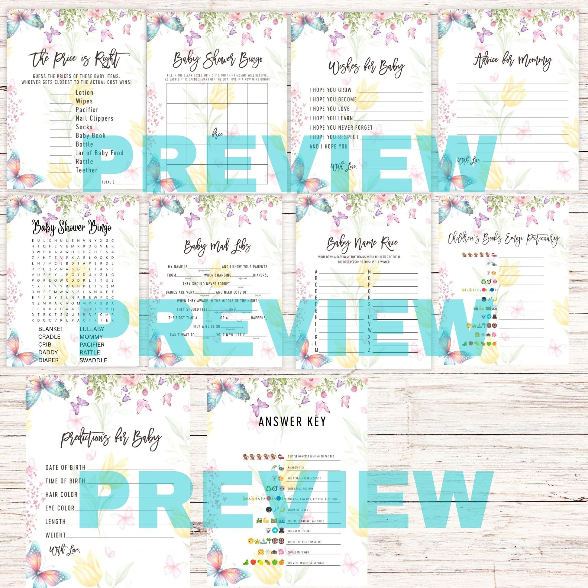 baby shower pastel butterfly games