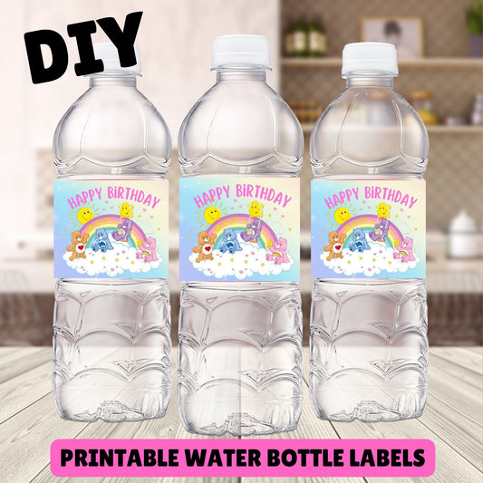 Care Bears Birthday Water Bottle Labels- Printable Care Bears Water Bottle Labels 