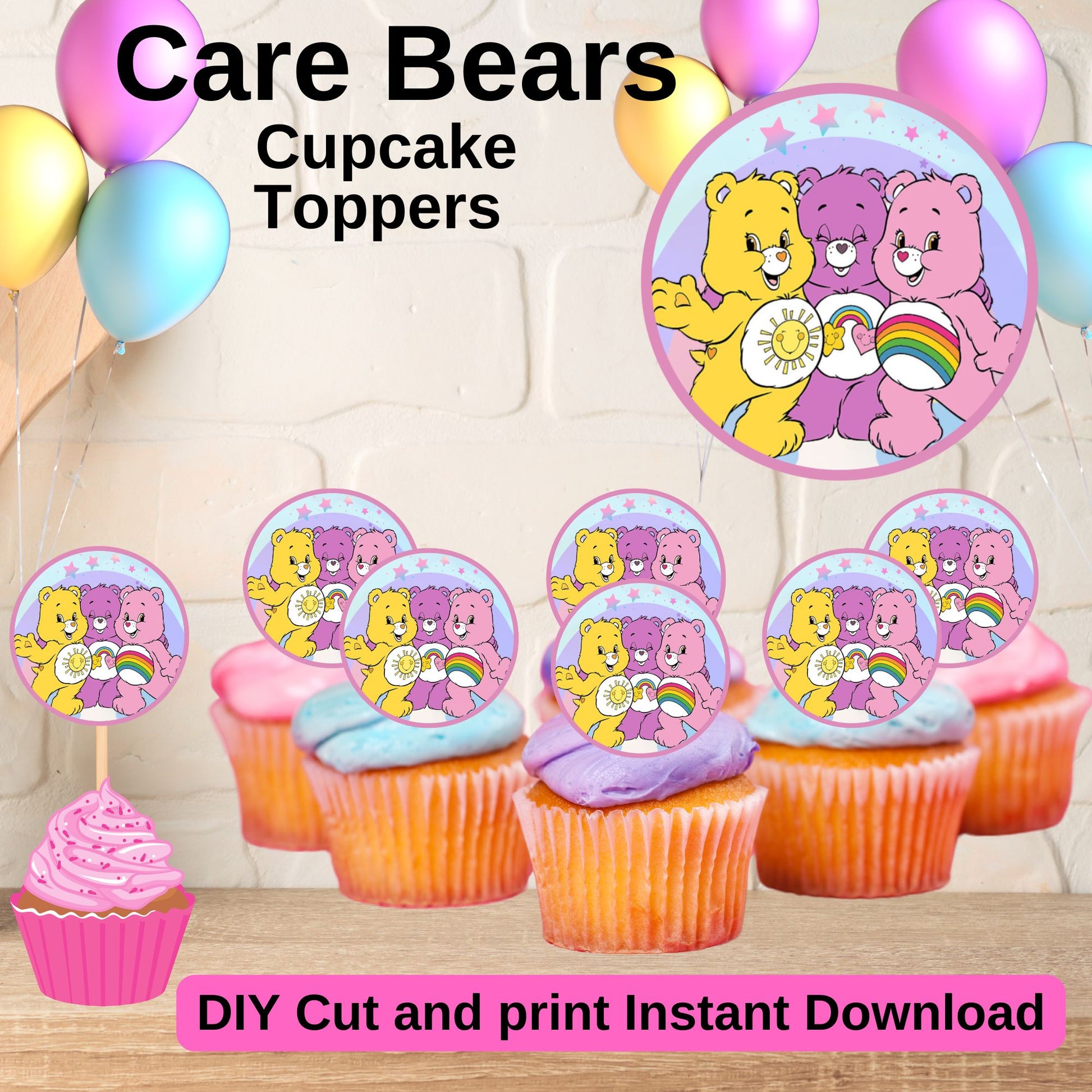 Care Bears Cupcake Toppers - Printable Care Bears Cupcake Topper