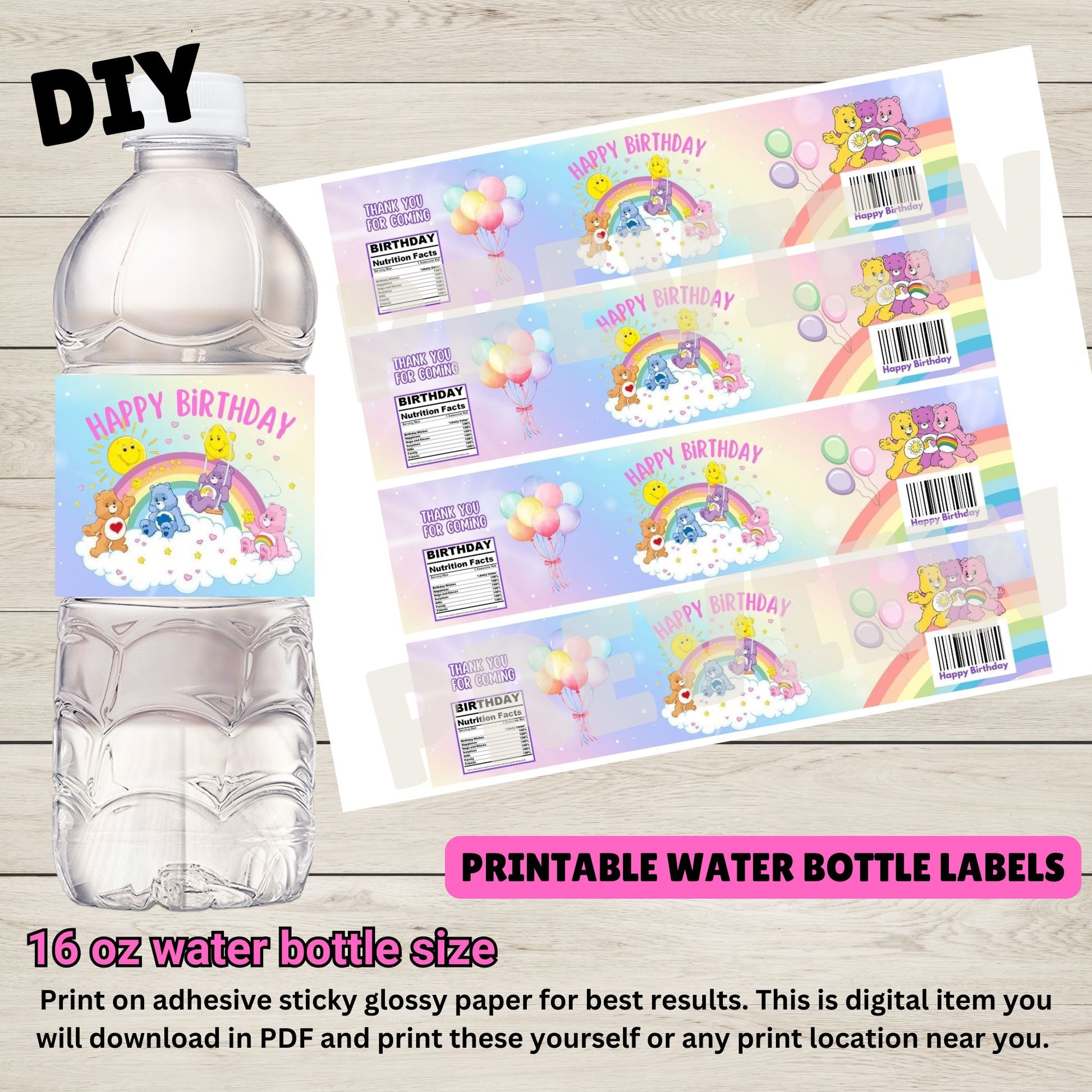 Care Bears Birthday Water Bottle Labels- Printable Care Bears Water Bo – Girly Girl Tutus care-bears-birthday-water-bottle-labels-printable-care-bears-water-bo-girly-girl-tutus