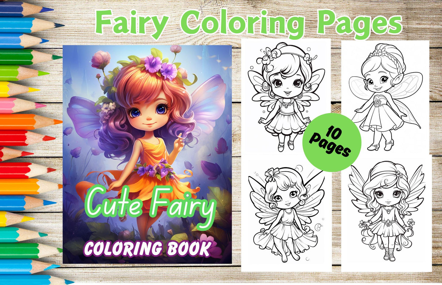 Fairy Princess Coloring Pages- Instant Digital Download