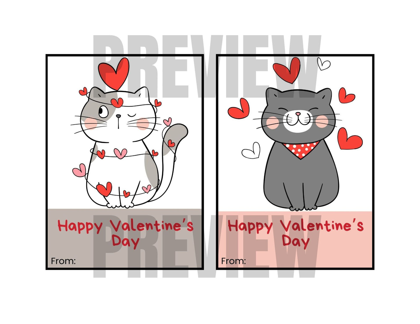 adorable kitten valentine's day cards printable pdf 