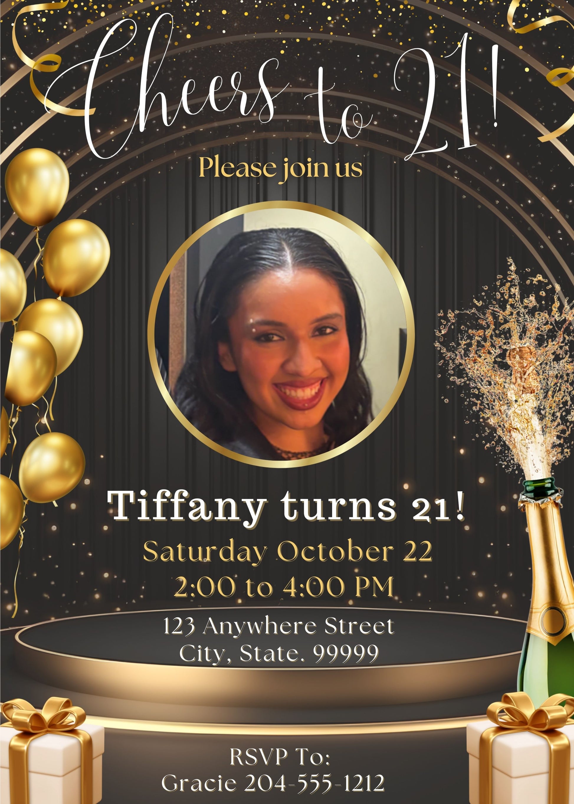 cute girl 21st birthday invitation 