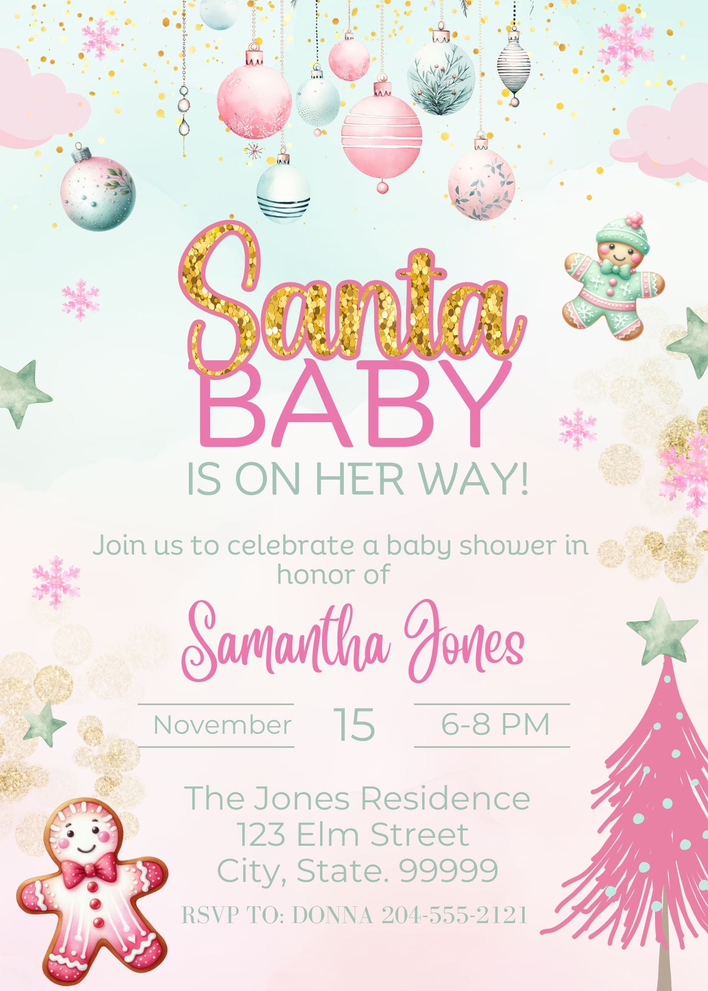 santa christmas baby shower invitation printable online 