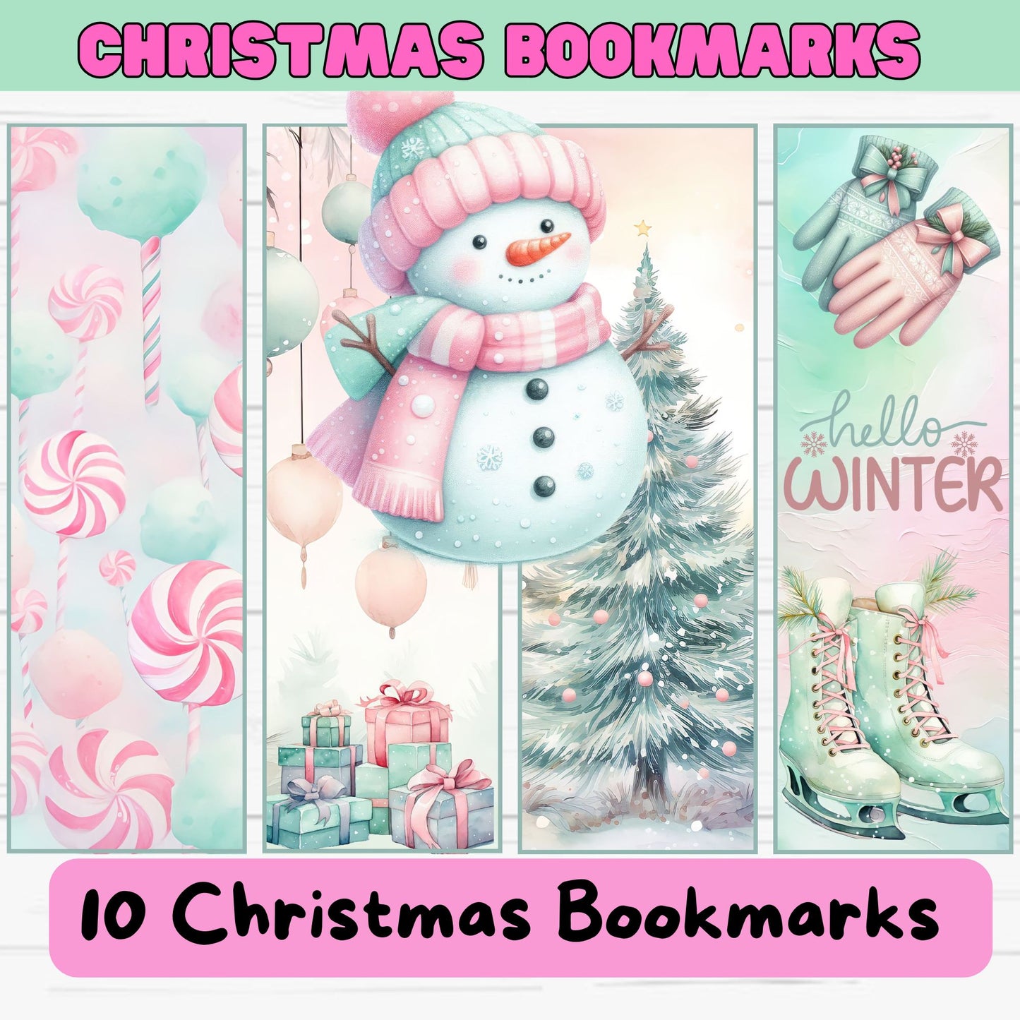 Christmas Bookmarks for Kids - Cut Pink Christmas Bookmarks   