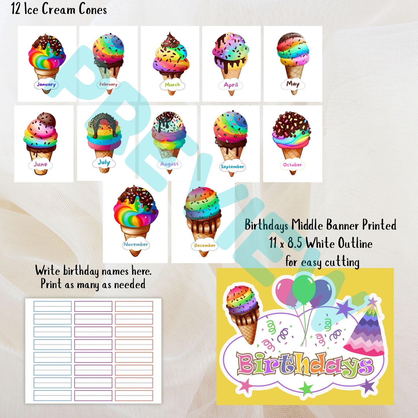 students birthday month wall decor