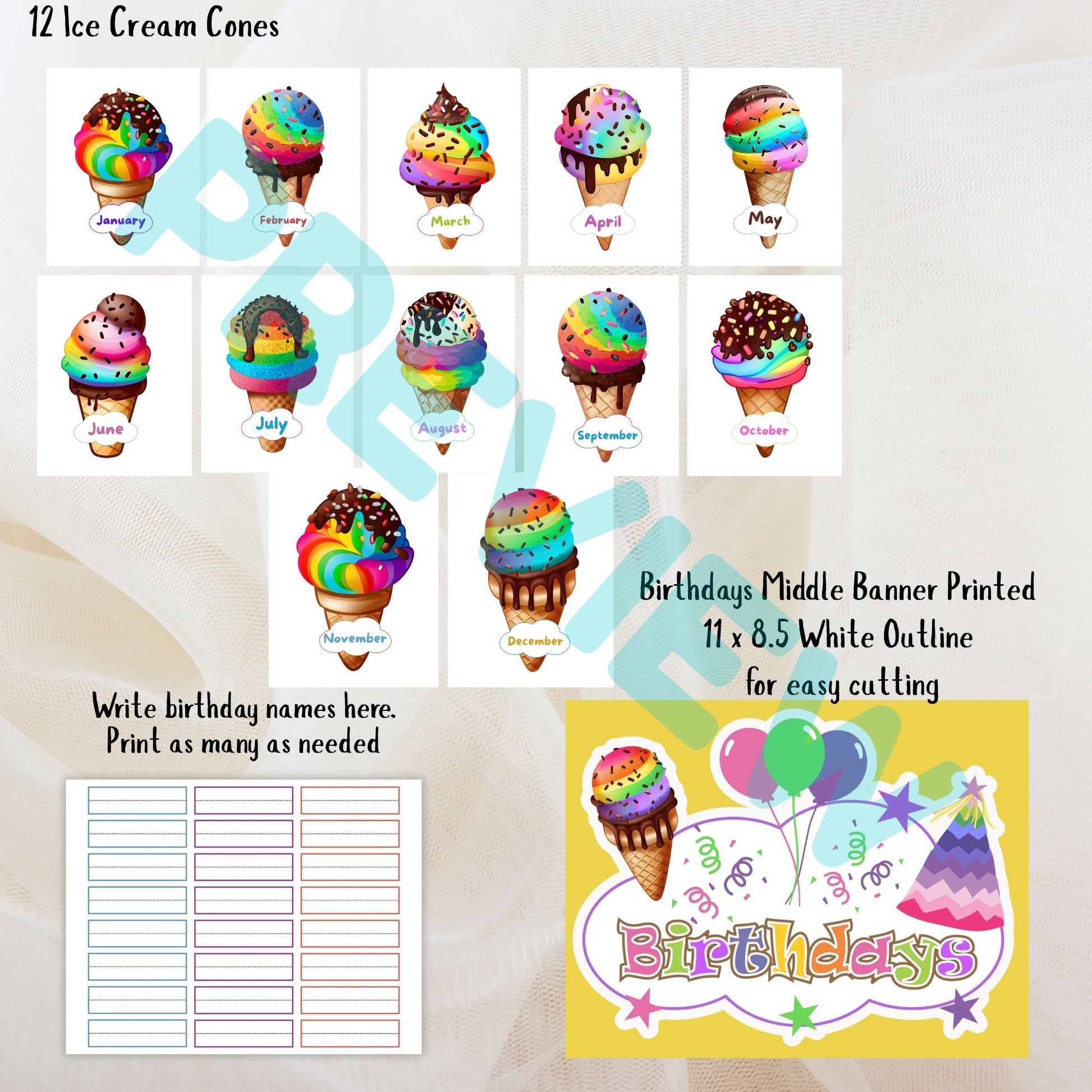 students birthday month wall decor