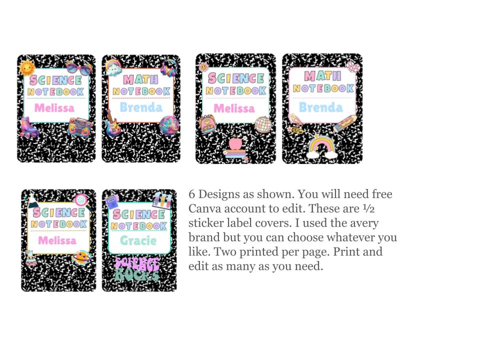girl composition notebook labels  