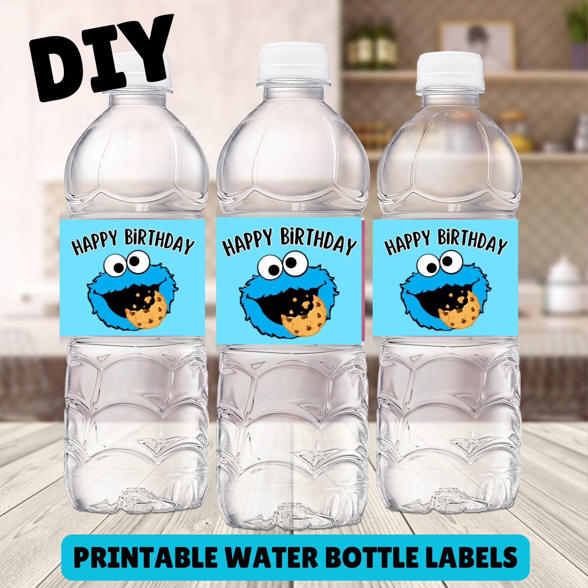 cookie monster printable water bottle labels 