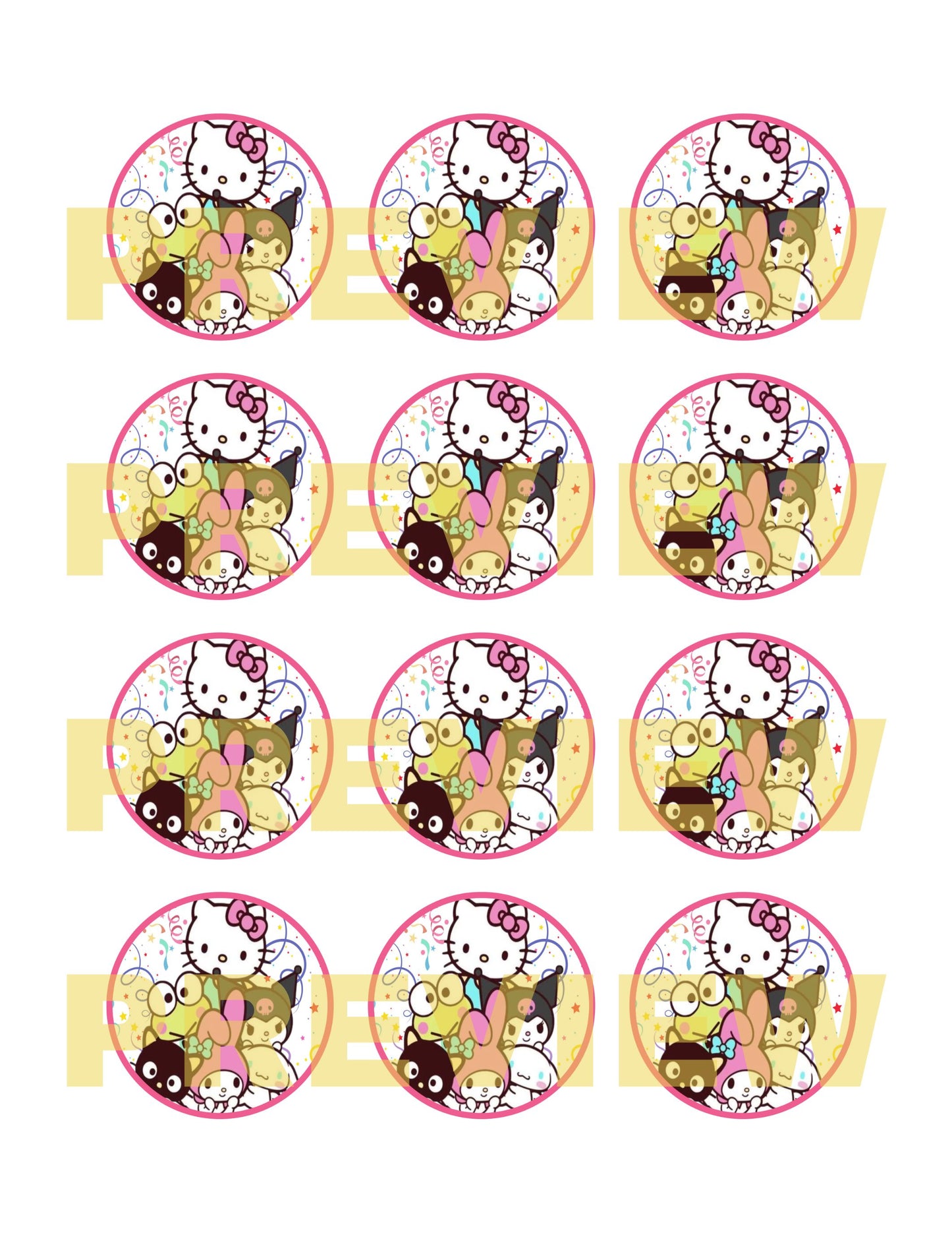 hello kitty & friends party cupcake toppers 