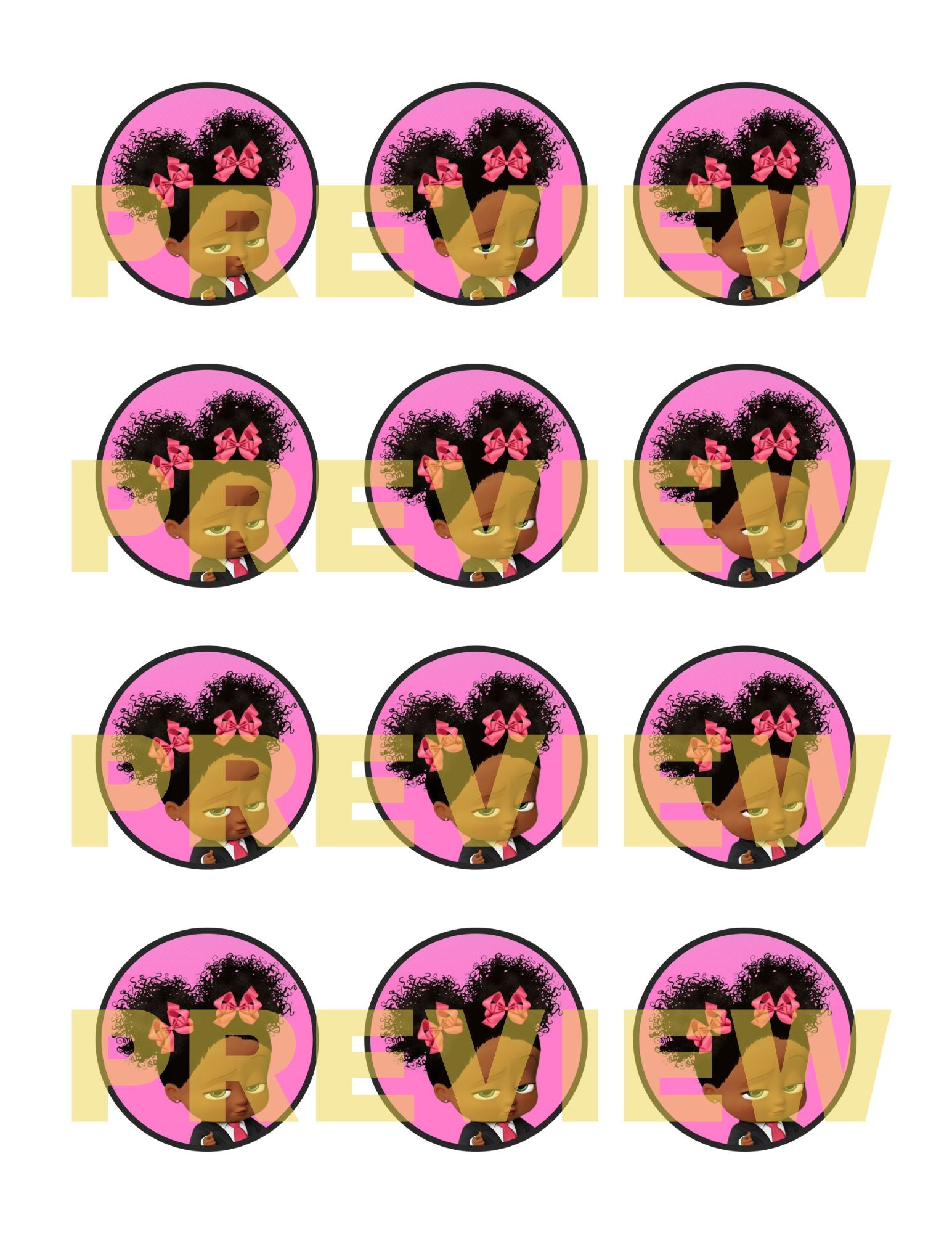 black boss baby afro cupcake toppers