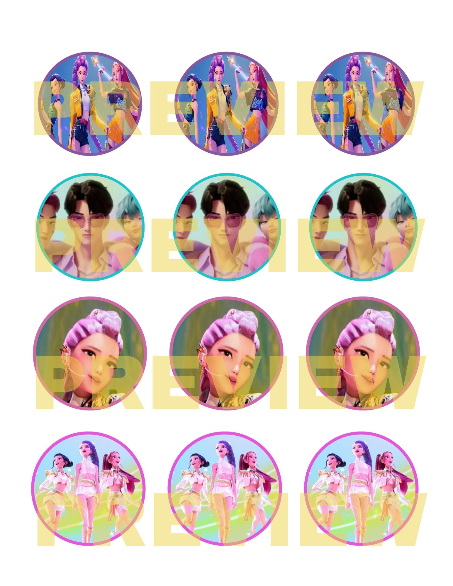 printable demon hunters cupcake toppers