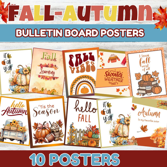 Cute Fall Classroom Bulletin Board Posters - Fall Wall Decor Printable 