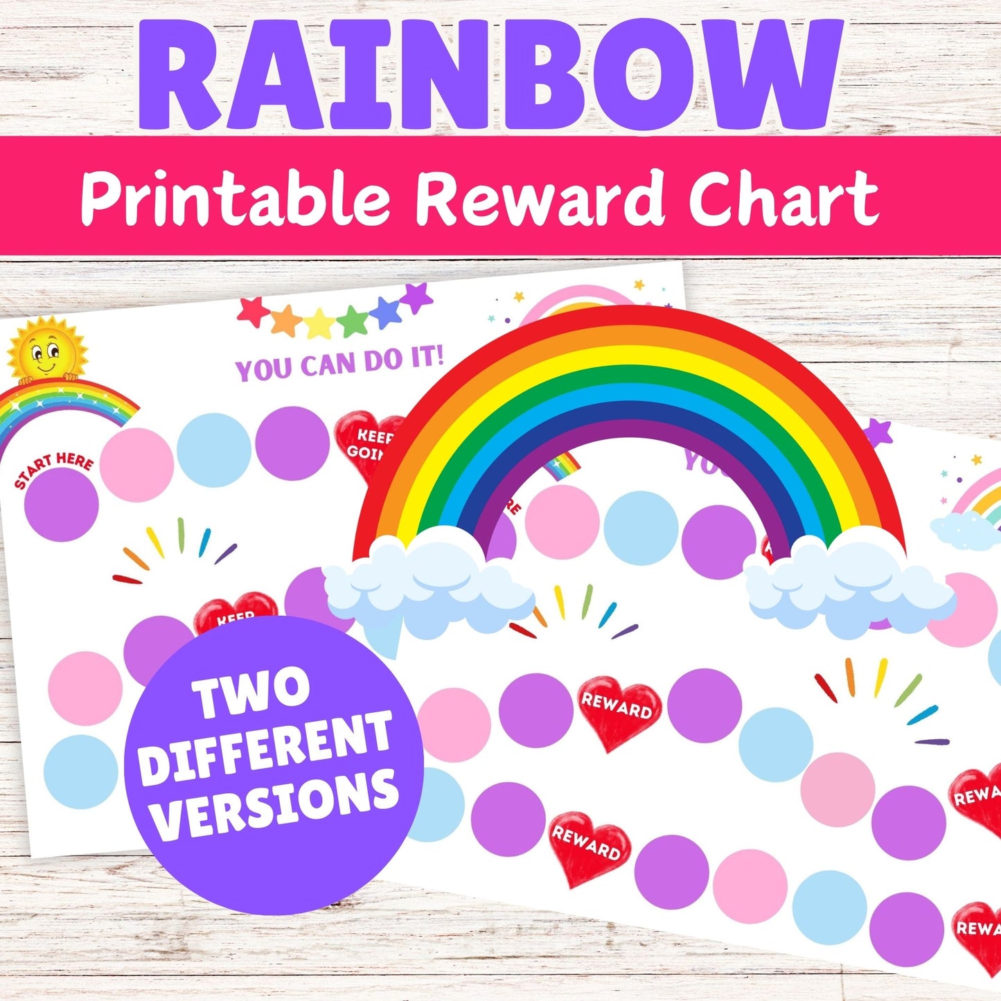 Rainbow Reward Chart for Kids - Printable Rainbow Theme Reward Chart 