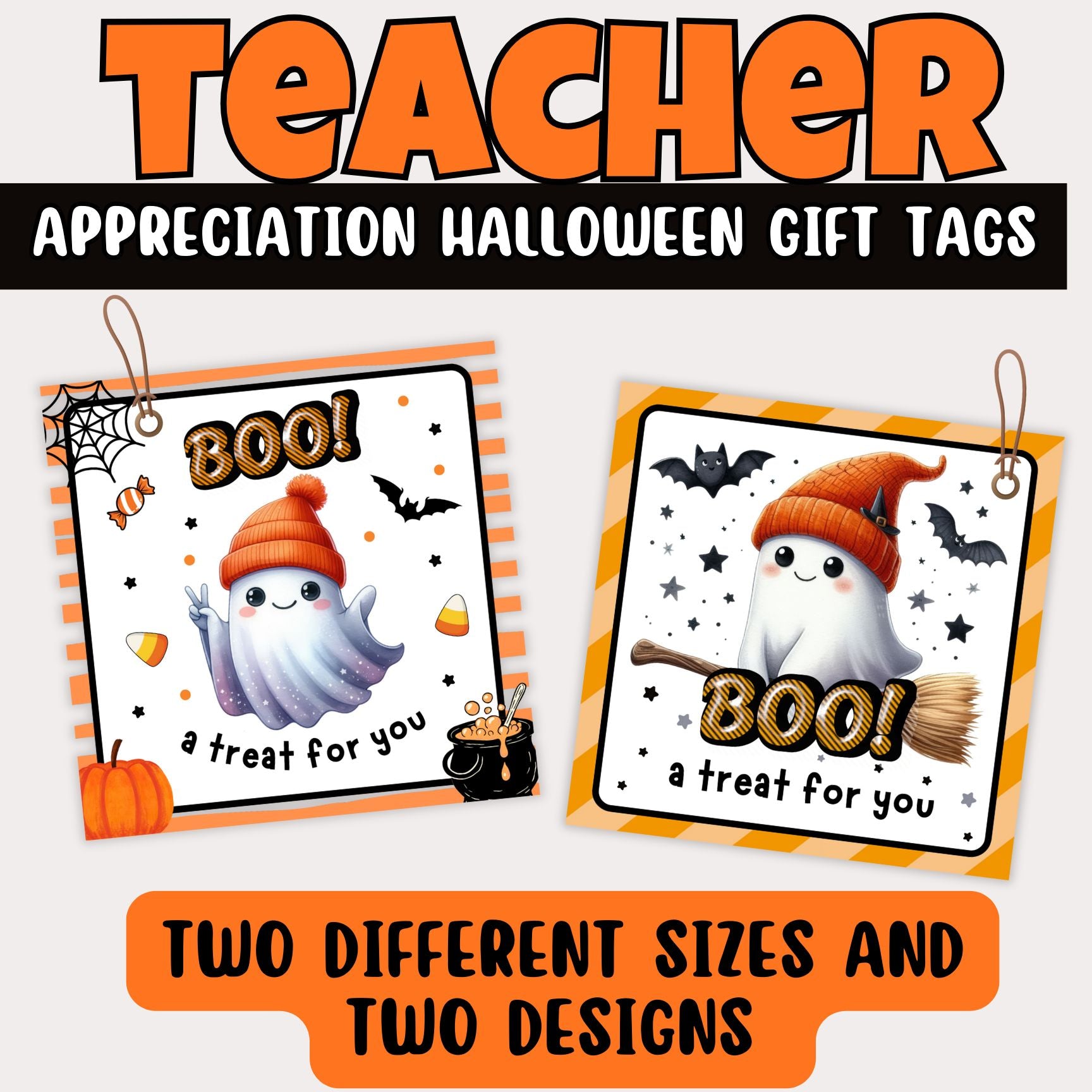 Hey Boo Ghost Gift | Printable Halloween Tags | Cute Spooky Season Favor Tags | Ghostly Gift Tags for Boo Baskets, Class Treat