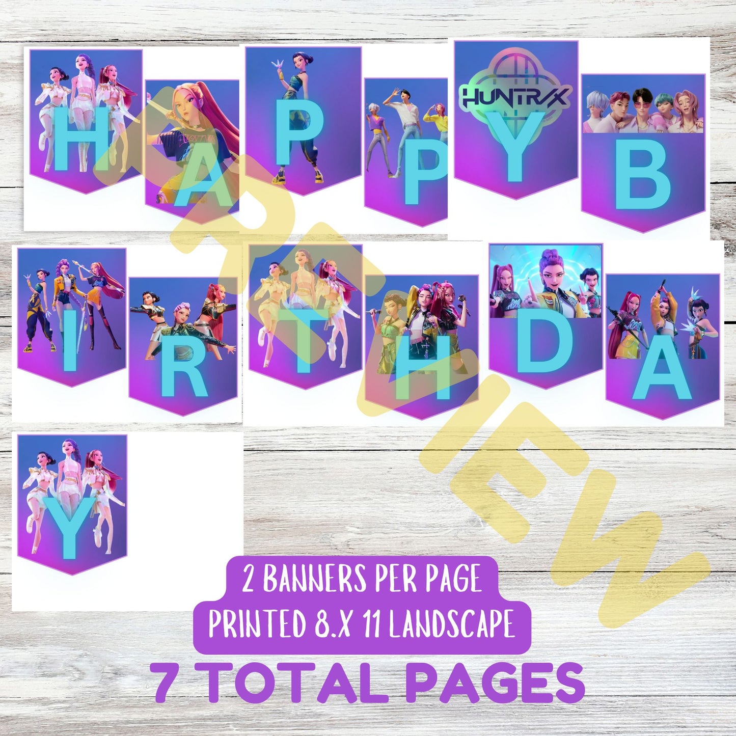 KPOP birthday party banners printabel 