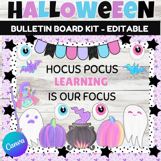 Halloween Bulletin Board - Editable Pastel Halloween Bulleting Board