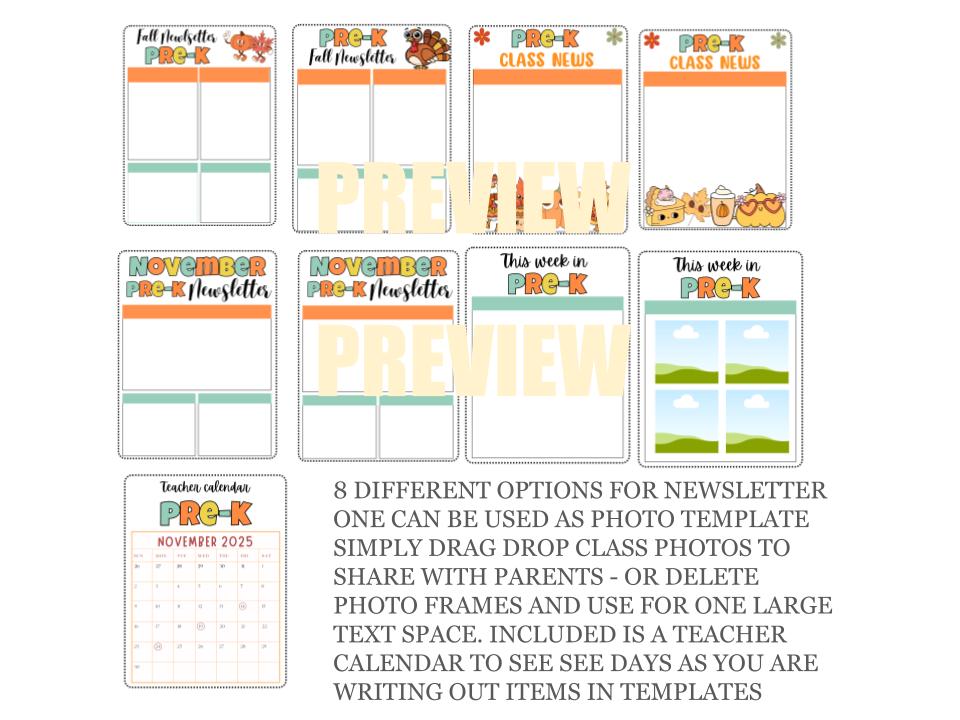 preschool editable  fall newsletter template 