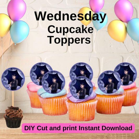 Printable Wednesday Cupcake Toppers - Wednesday Cupcake Toppers Online