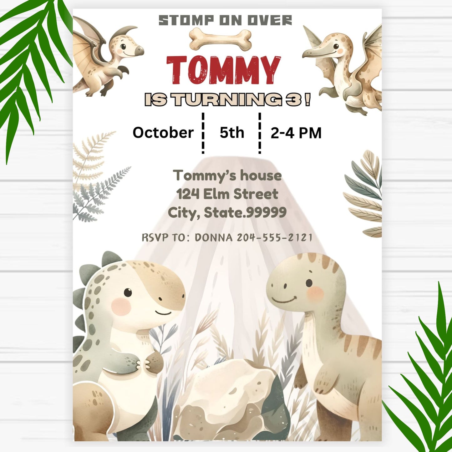 Invitaciones de cumpleaños de dinosaurios - Invitación de cumpleaños de dinosaurios para niños - Imprimible