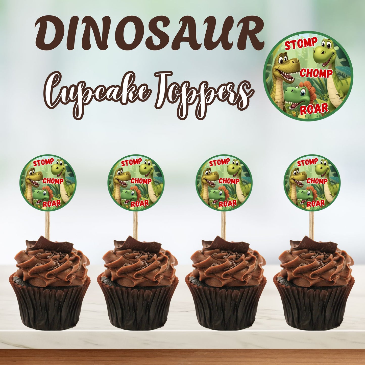 Toddler Dino-Mite Printable Cupcake Toppers | Cute Dinosaur Birthday Party Decor | Instant Digital Download