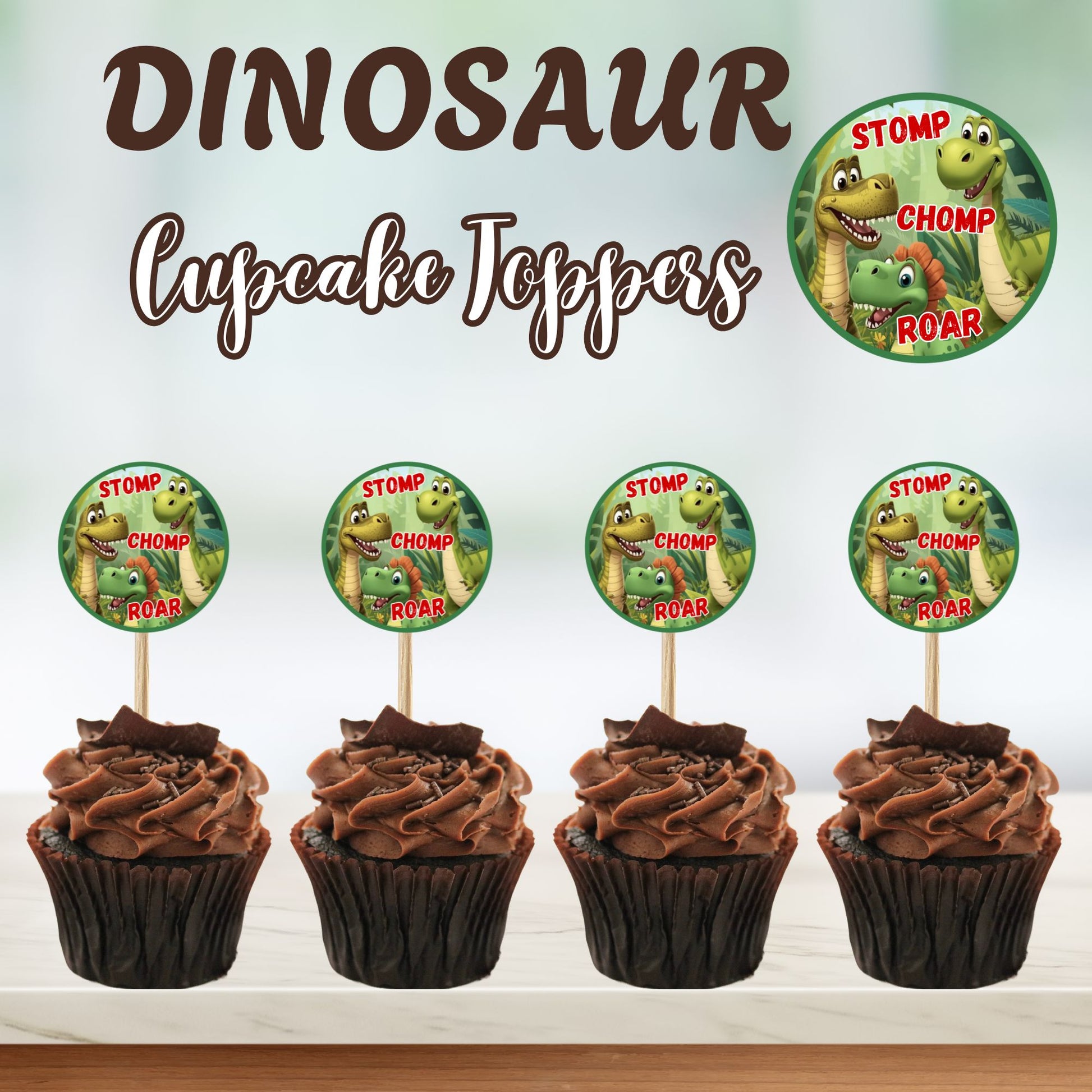 Toddler Dino-Mite Printable Cupcake Toppers | Cute Dinosaur Birthday Party Decor | Instant Digital Download