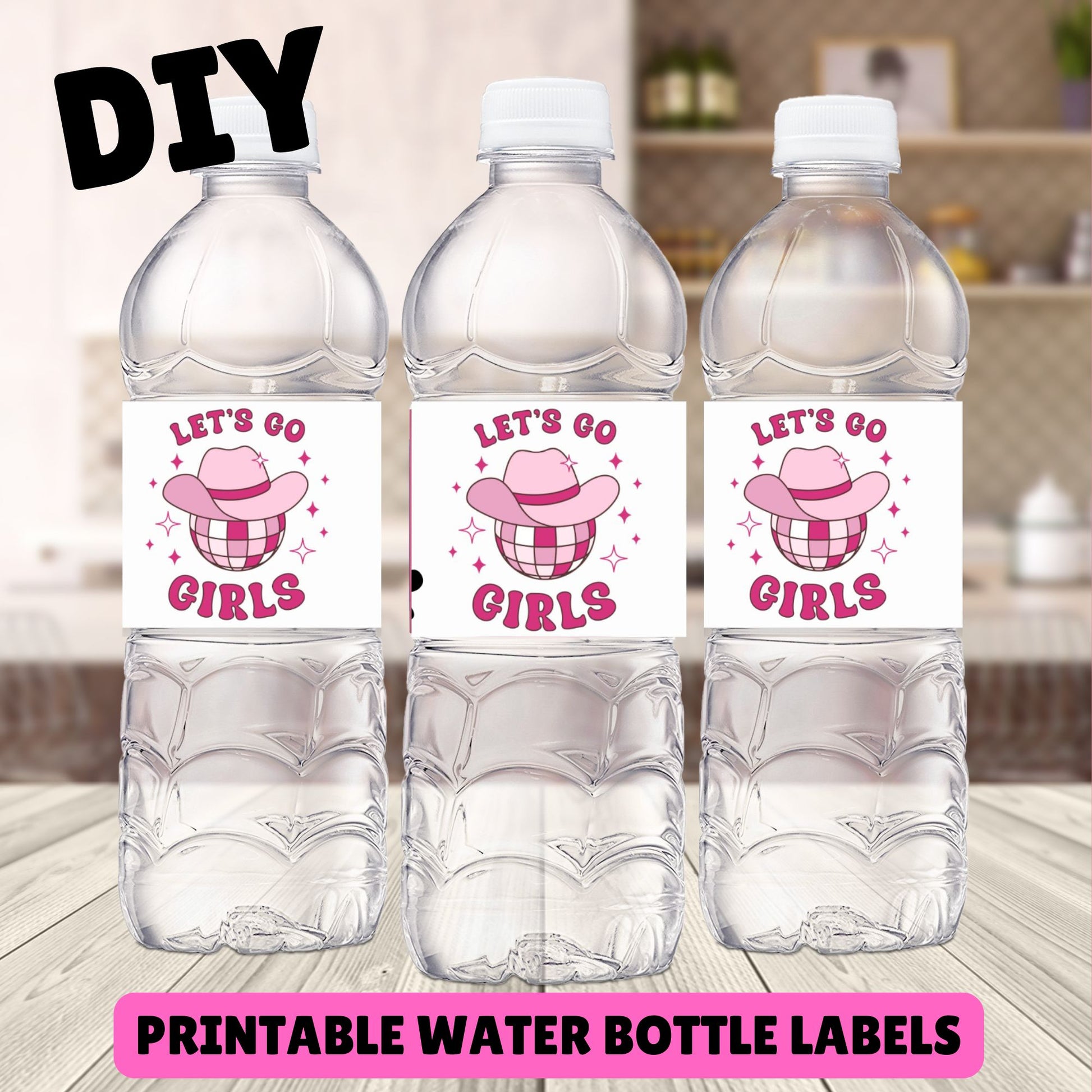 disco cowgirl water bottle labels 