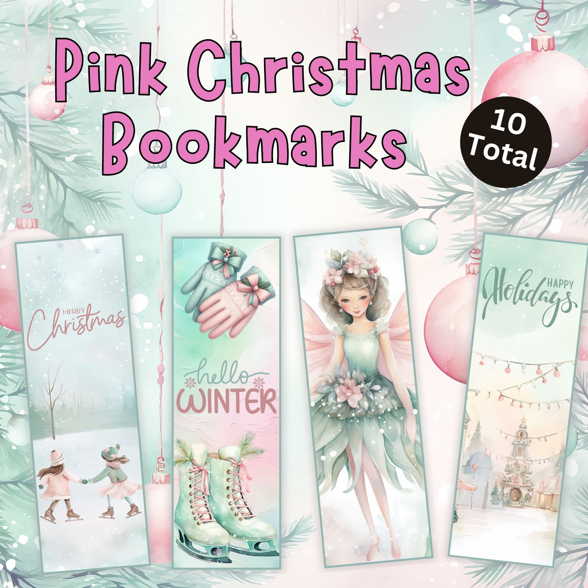 cute pink christmas bookmarks