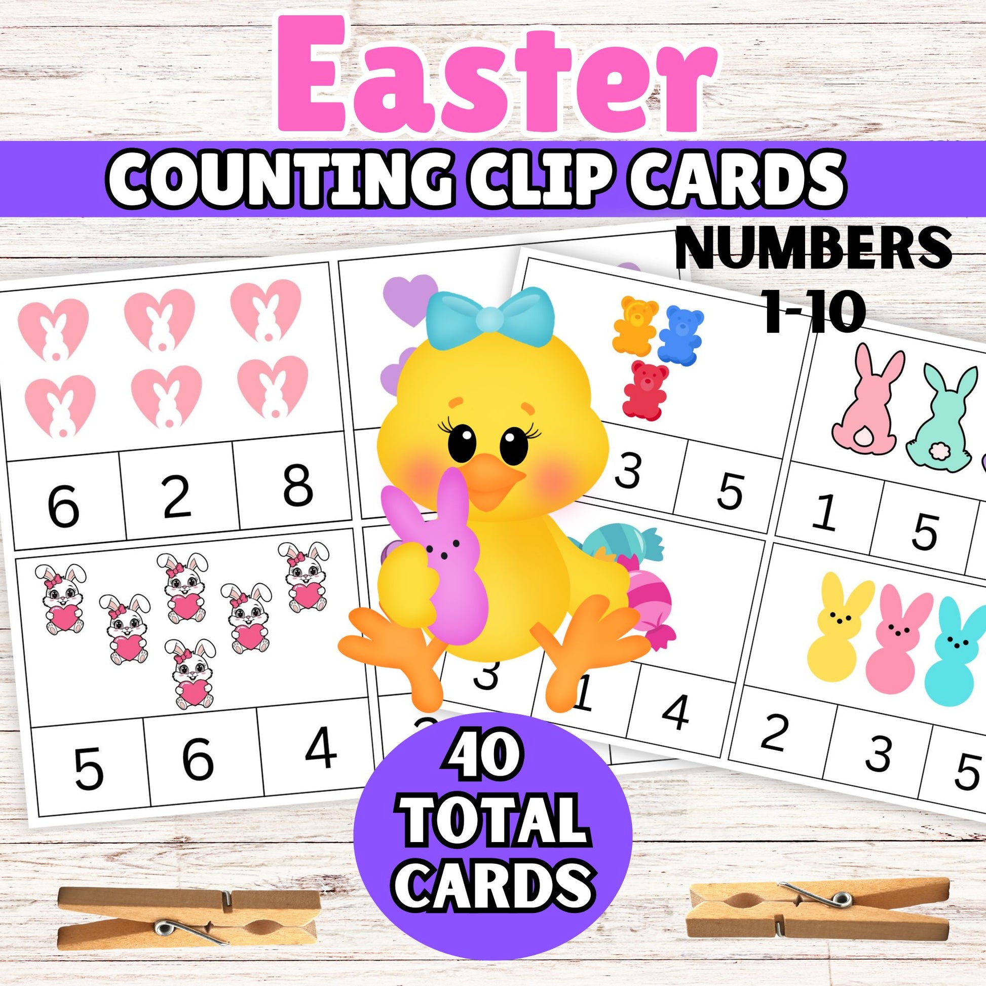 Easter Toddler Counting Clip Cards - Printable Easter Counting Cards