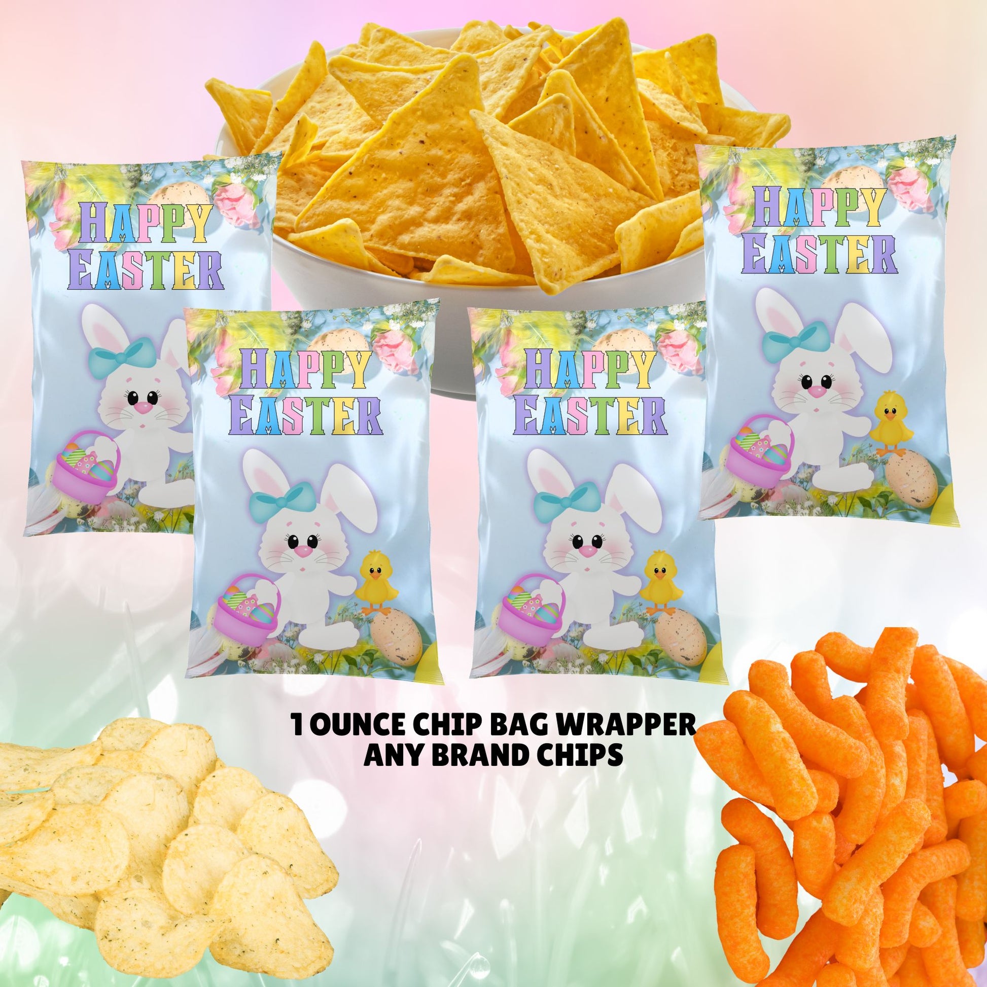 Happy Easter Chip Bag - Printable Easter Snack Bag Wrapper - Instant Download