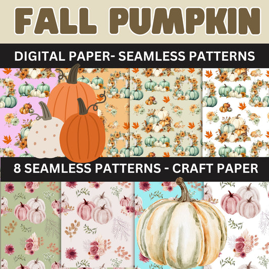 Pumpkin Fall Themed Seamless Pattern- Pumpkin Digital Paper 