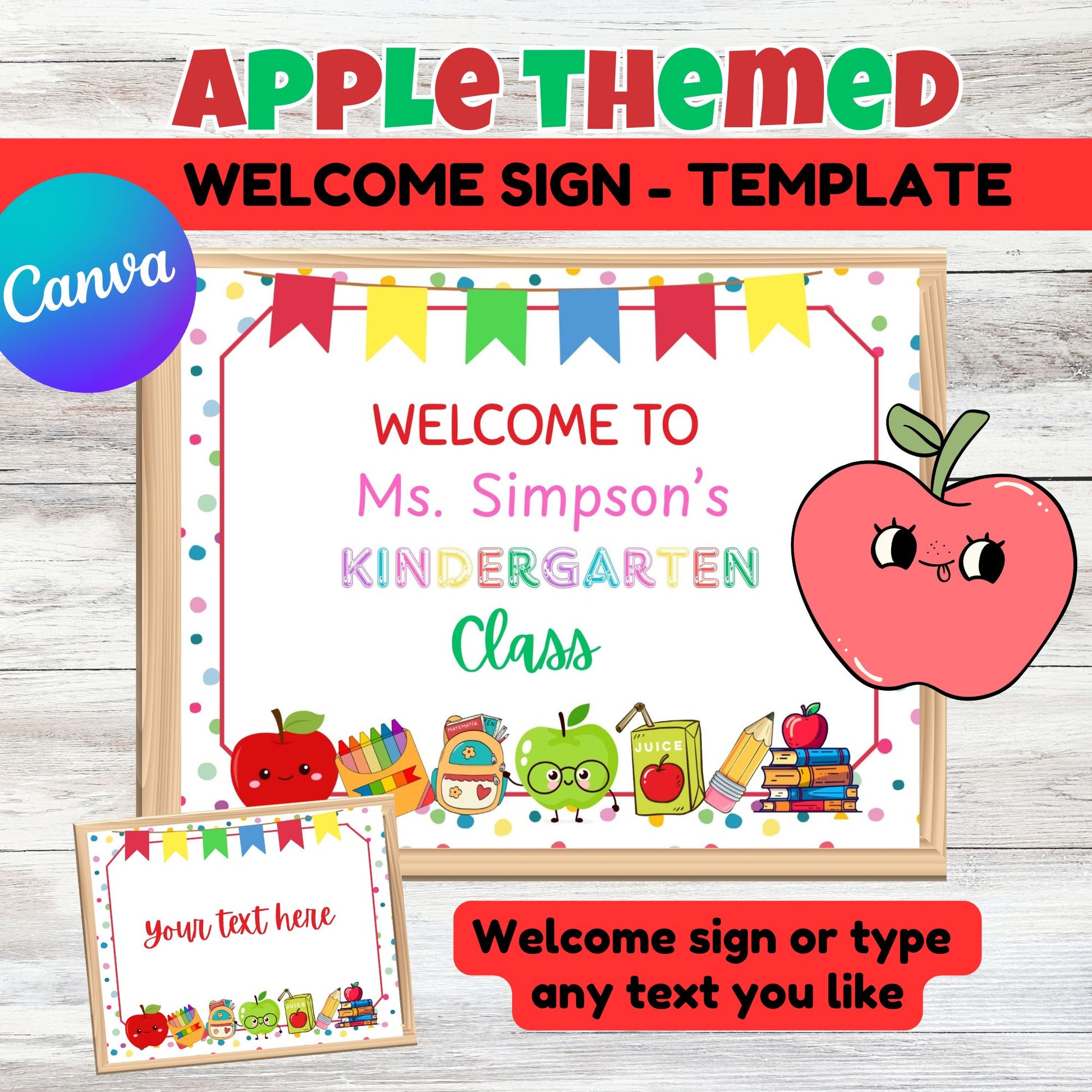 Apple Bulletin Board Welcome Sign - Editable Apple Themed Welcome Poster  