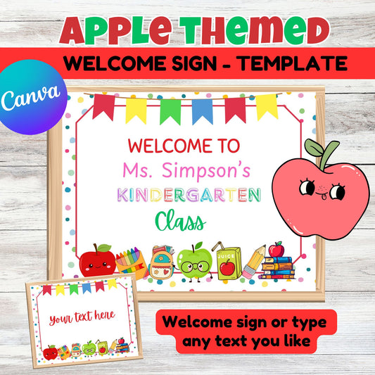 Apple Bulletin Board Welcome Sign - Editable Apple Themed Welcome Poster  