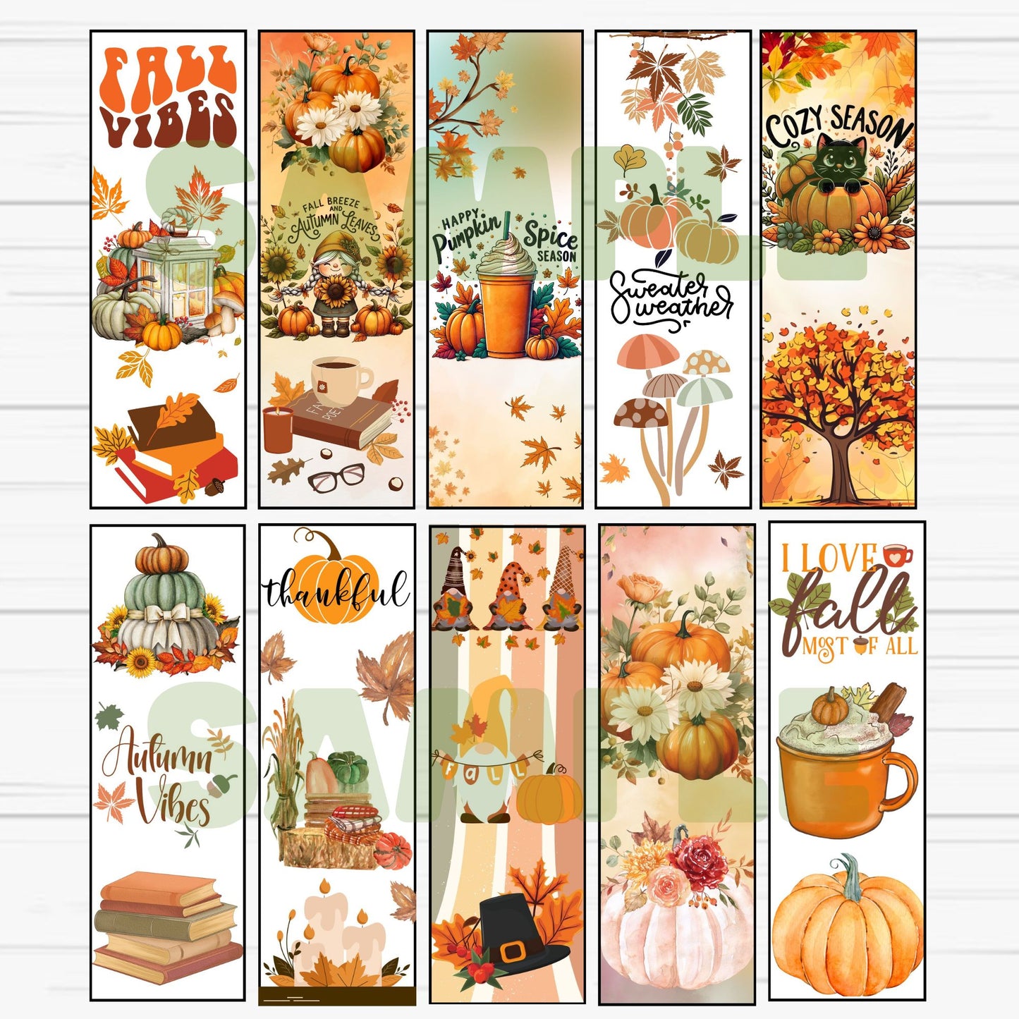 printable  fall bookmarks