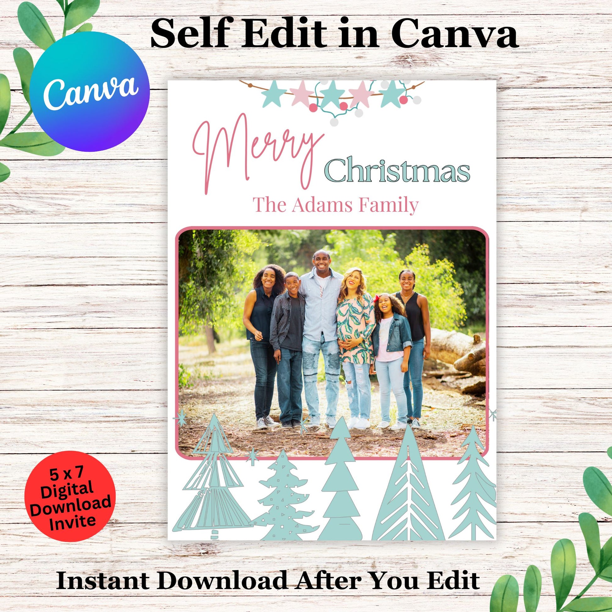 Personalized Family Christmas Cards- Printable Family Holiday Card Template 