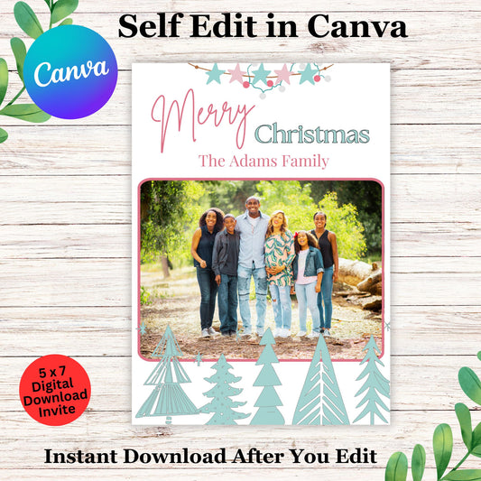 Personalized Family Christmas Cards- Printable Family Holiday Card Template 