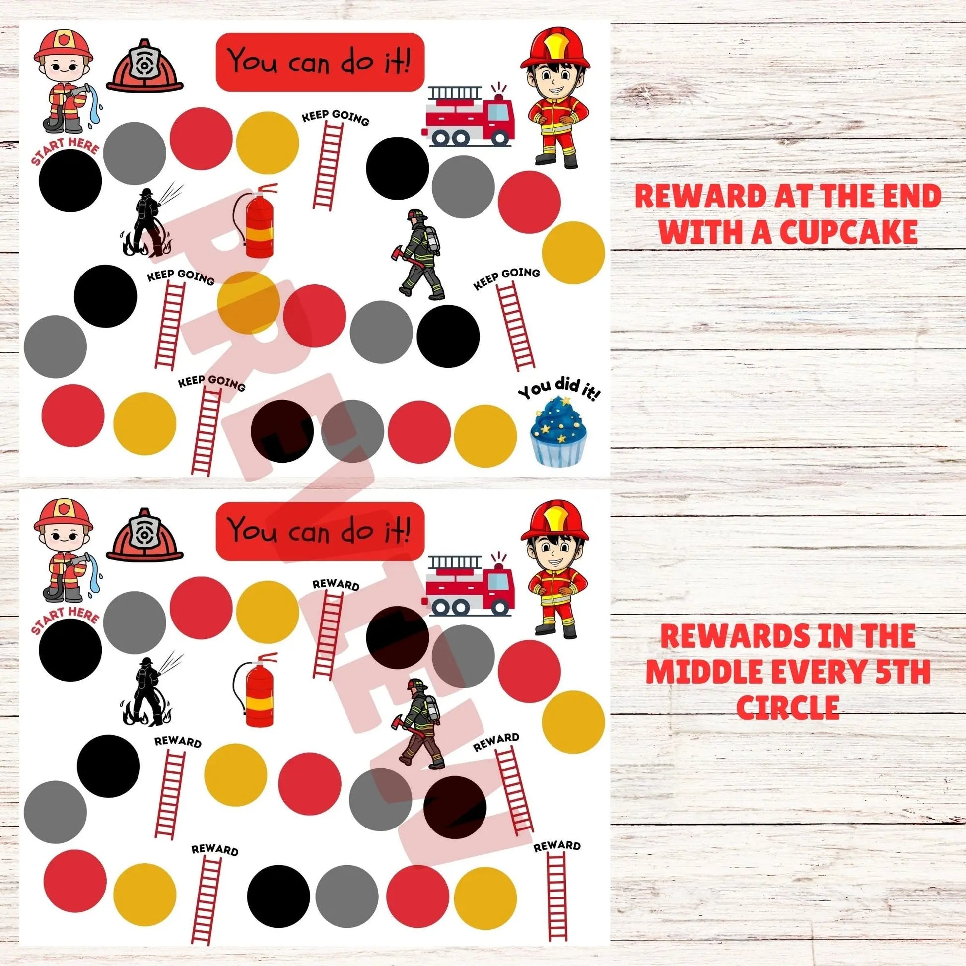 kids fire fighter potty training chart 