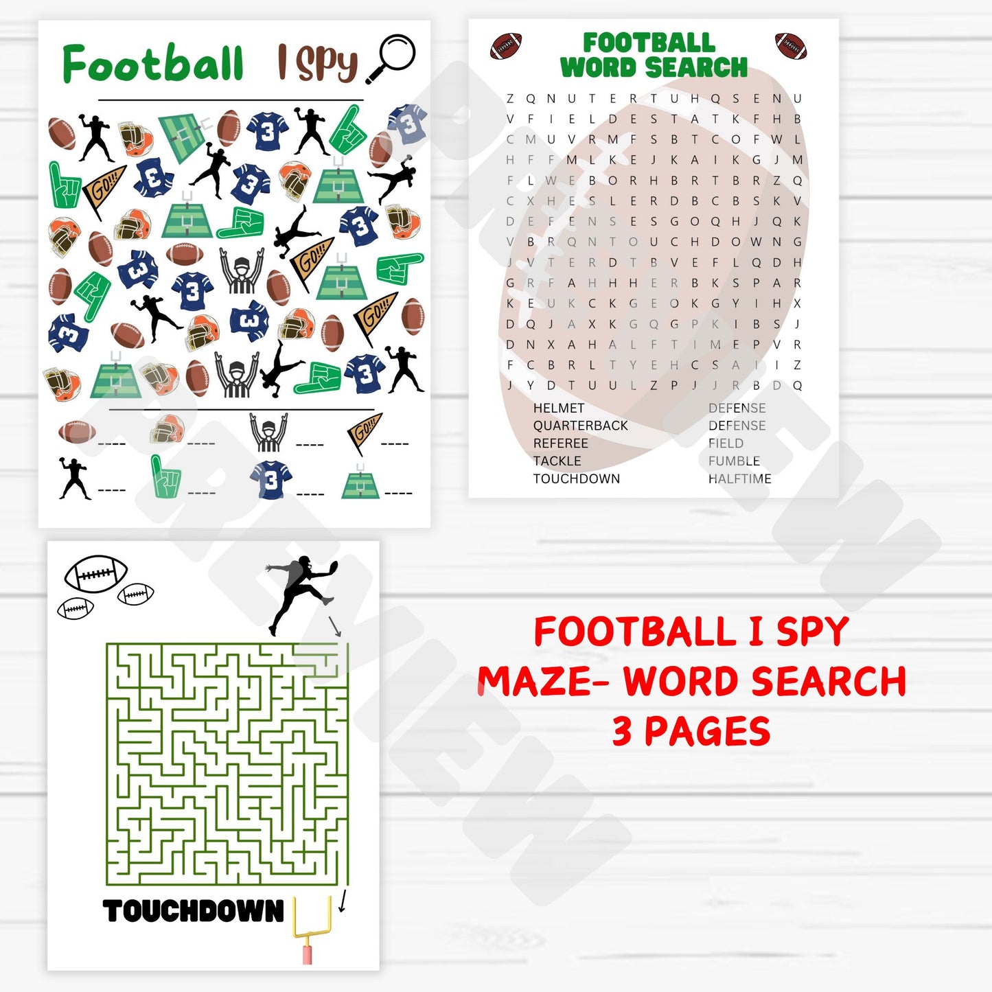 football activities printable games