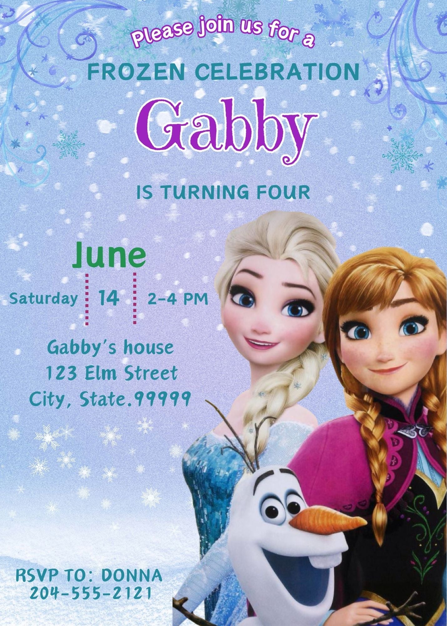 digital frozen birthday invitations