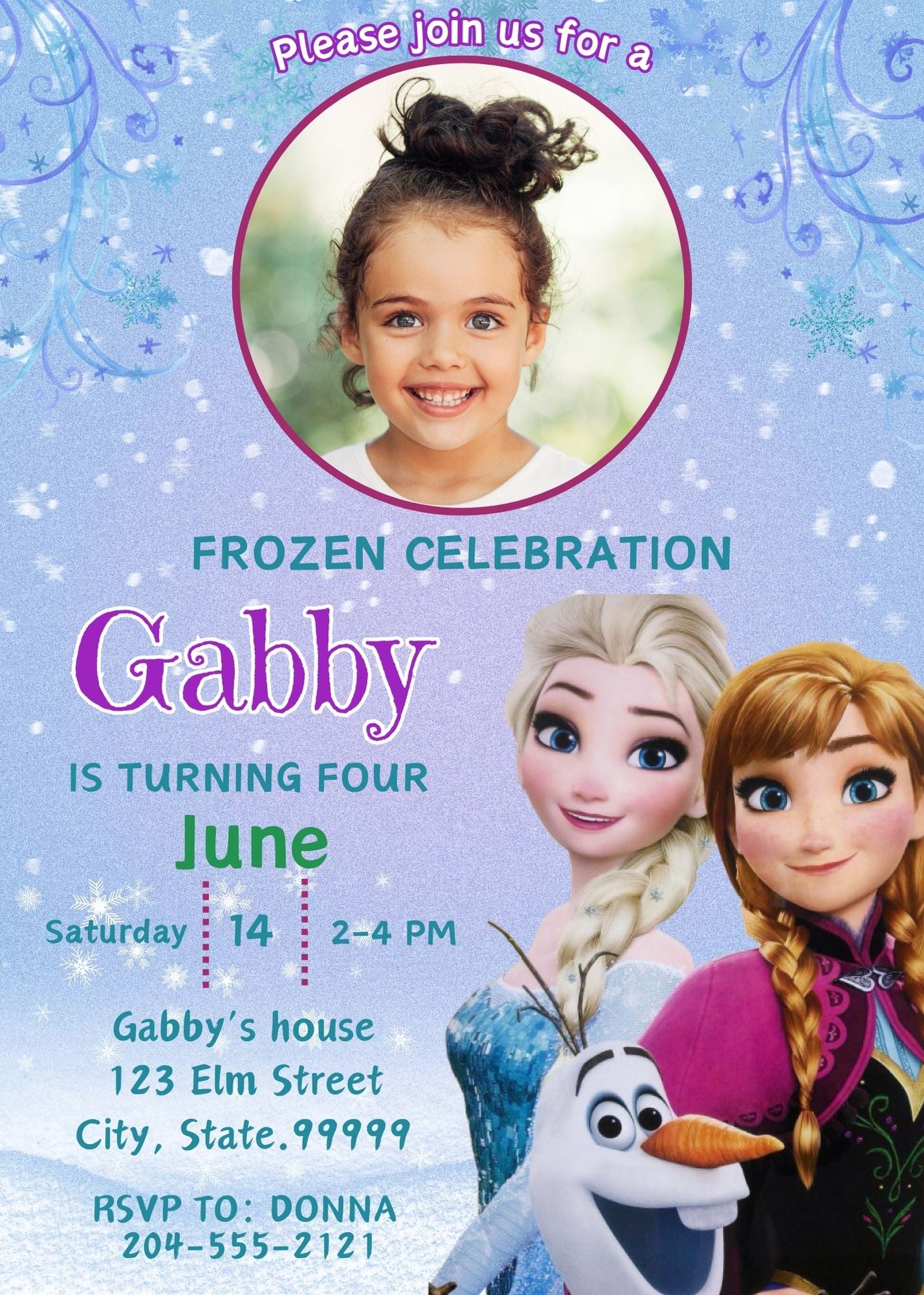 frozen photo invitation