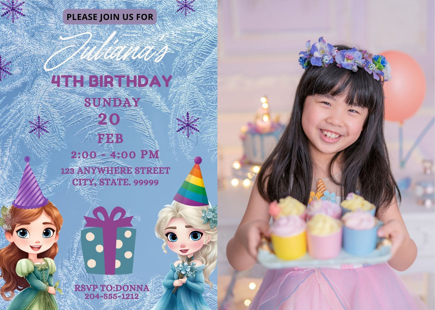 cute frozen birthday party invitation 