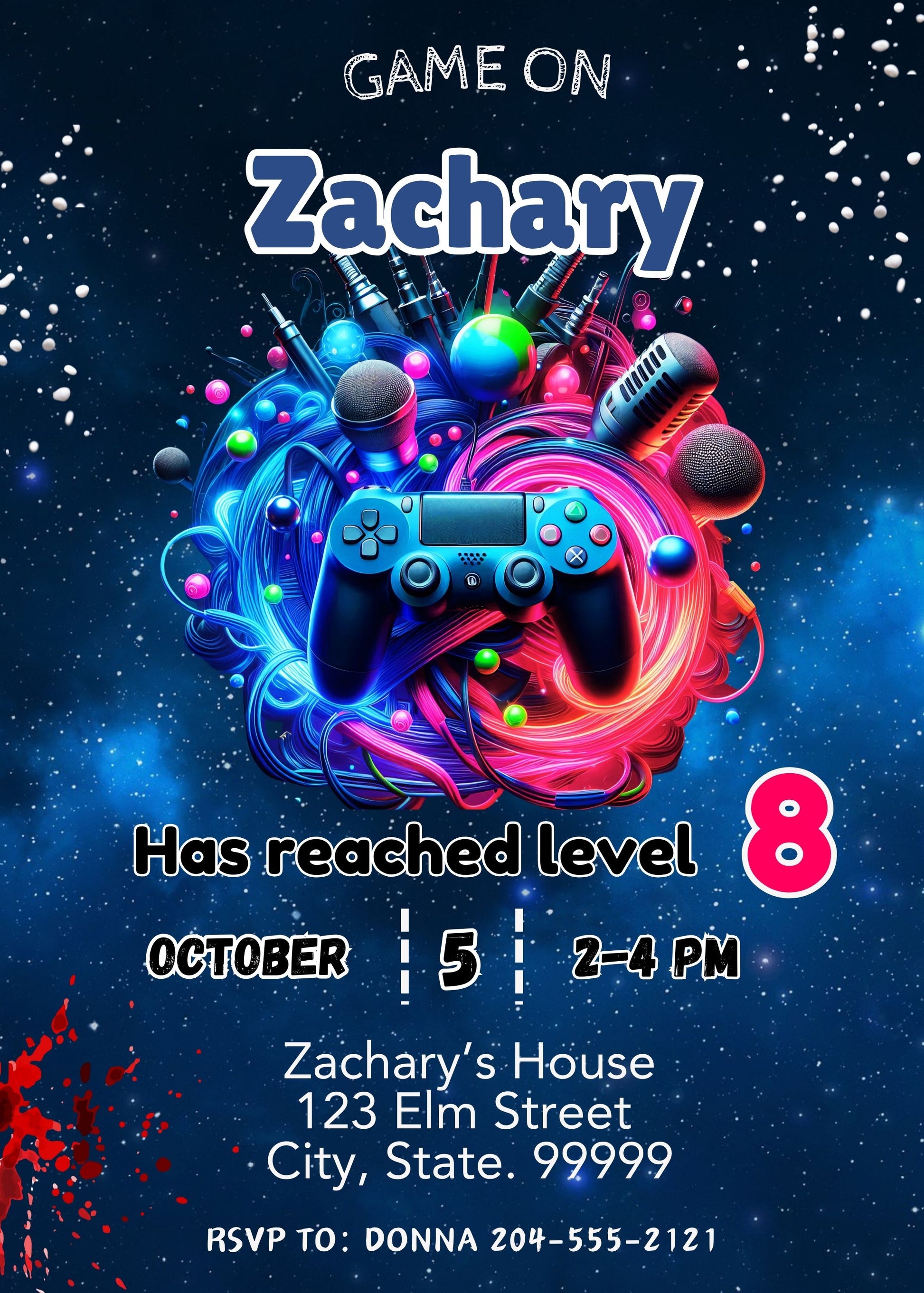 boys video game party invite 
