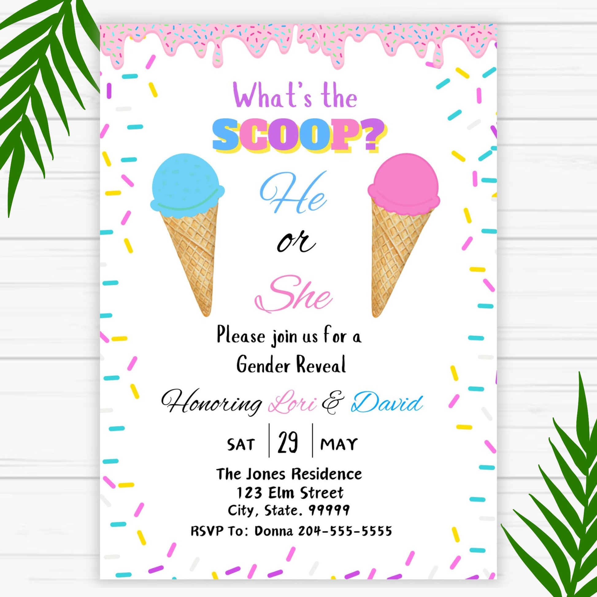 What's the Scoop ender Reveal Invitation - Printable 