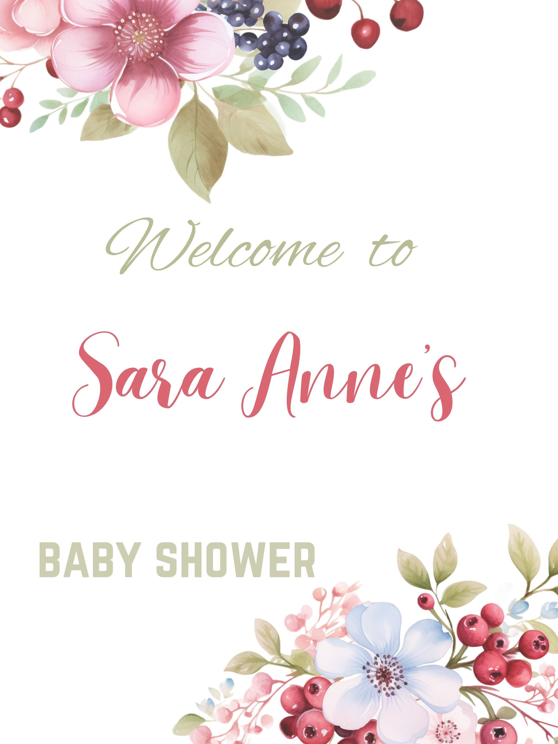 baby in bloom baby shower girl party sign