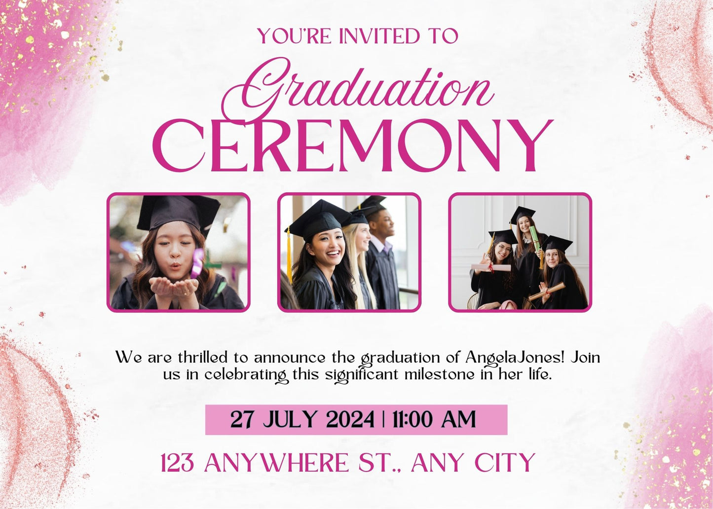 girl graduation ceremony invitation template 
