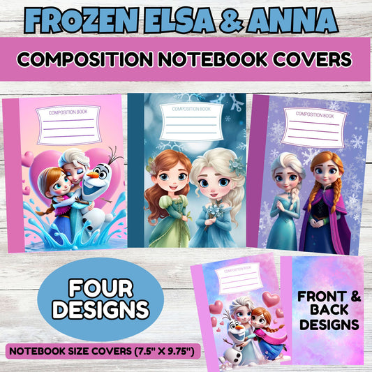 Frozen Elsa & Anna Notebook Covers - Printable Frozen Composition Notebook Covers 