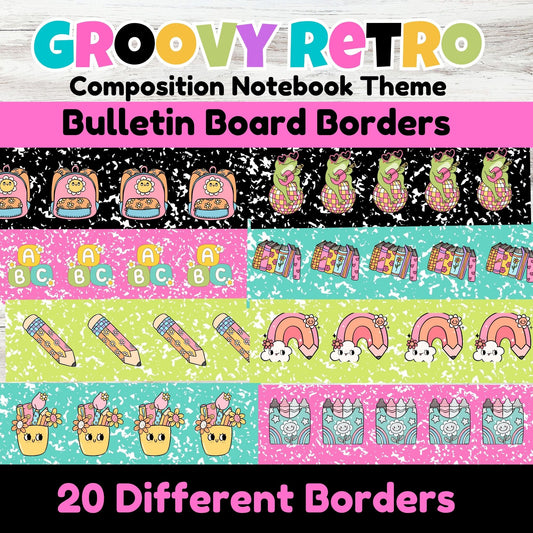 Groovy Retro Composition Bulletin Borders - Printable Borders for Classroom